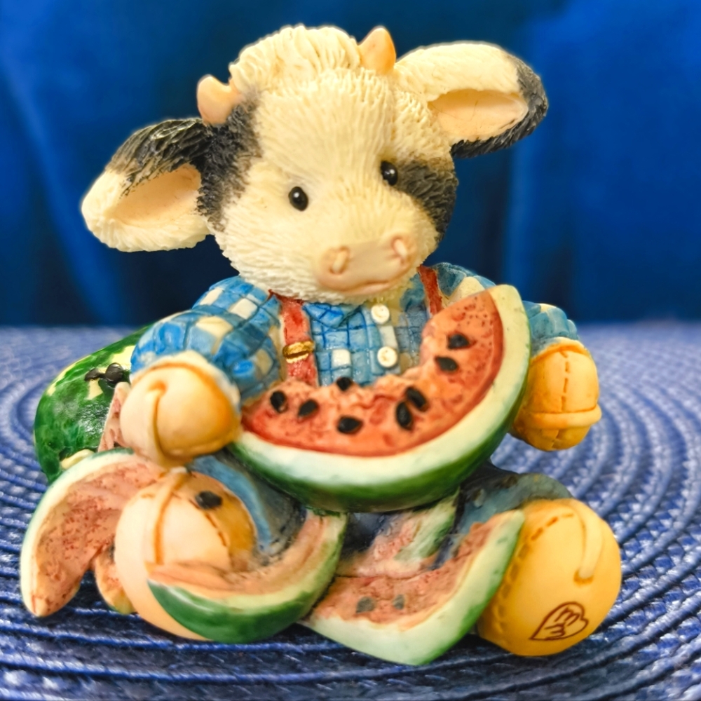 Adorable Cow Figurine with Watermelon Accents Mary Moo's no. Collectable